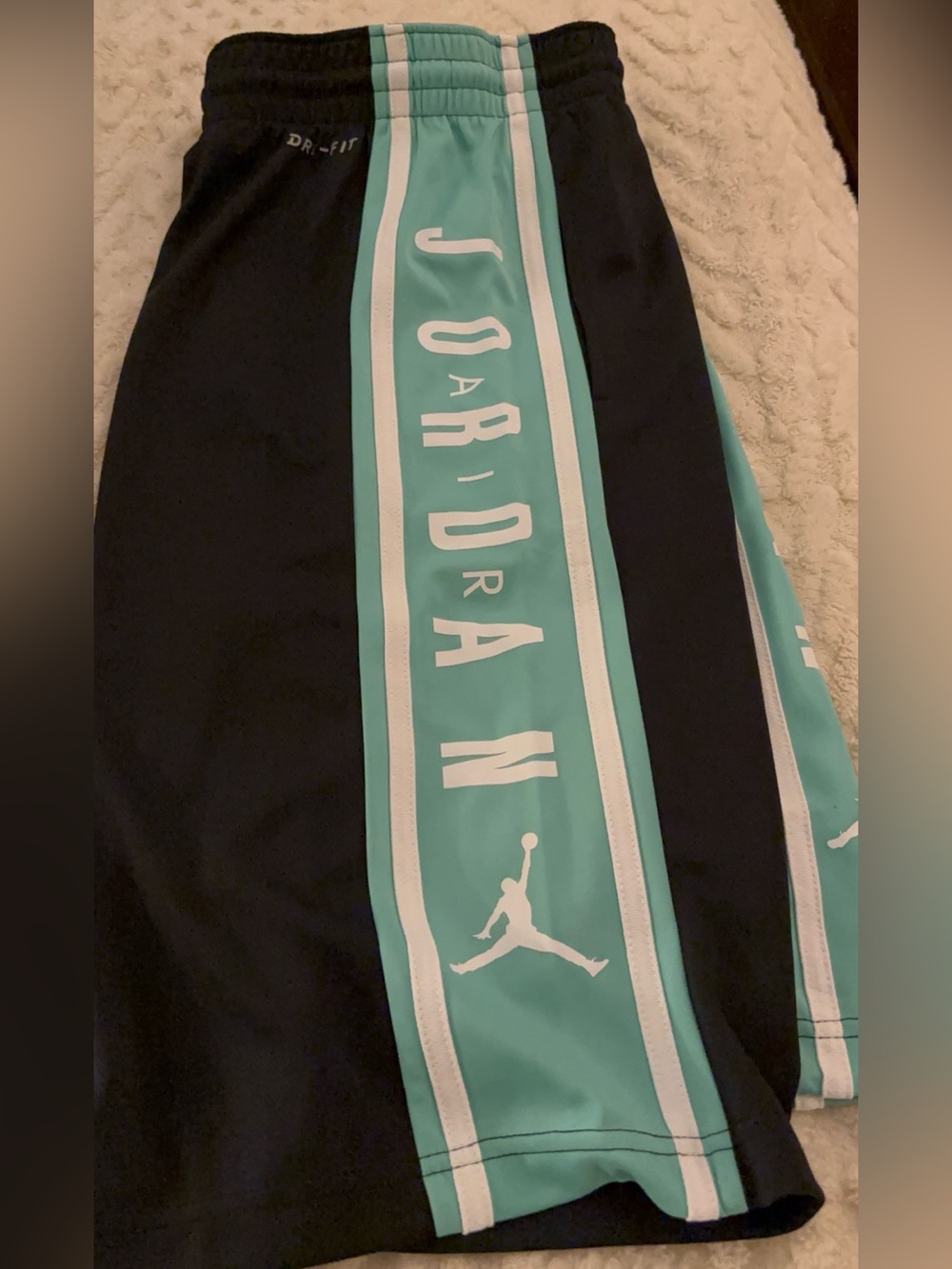 JORDAN Black and Teal Athletic Shorts